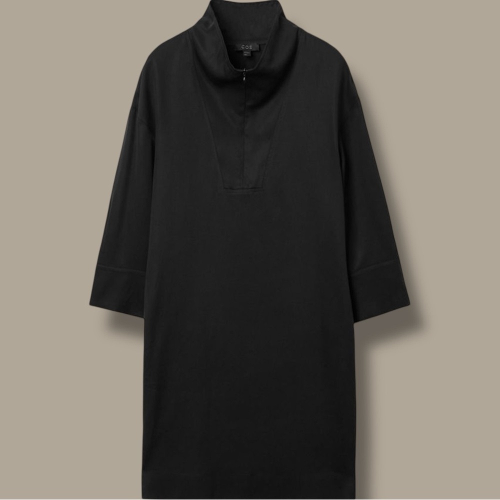 COS ‘Lyocell Half-Zip Utility Dress’ in Black Size 6